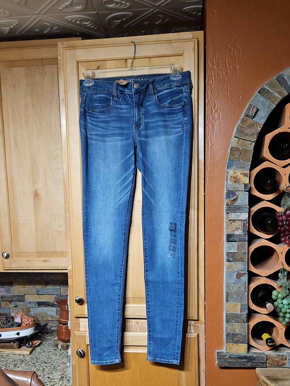 American Eagle Distressed Blue Super Stretch Jegging Jeans Mid Rise NWT